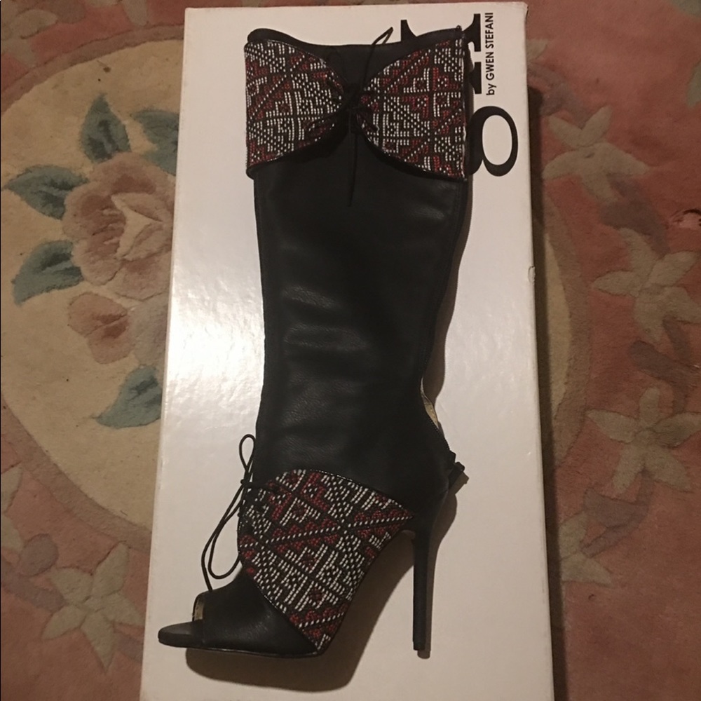 Open toe high heel boots for any occasion.